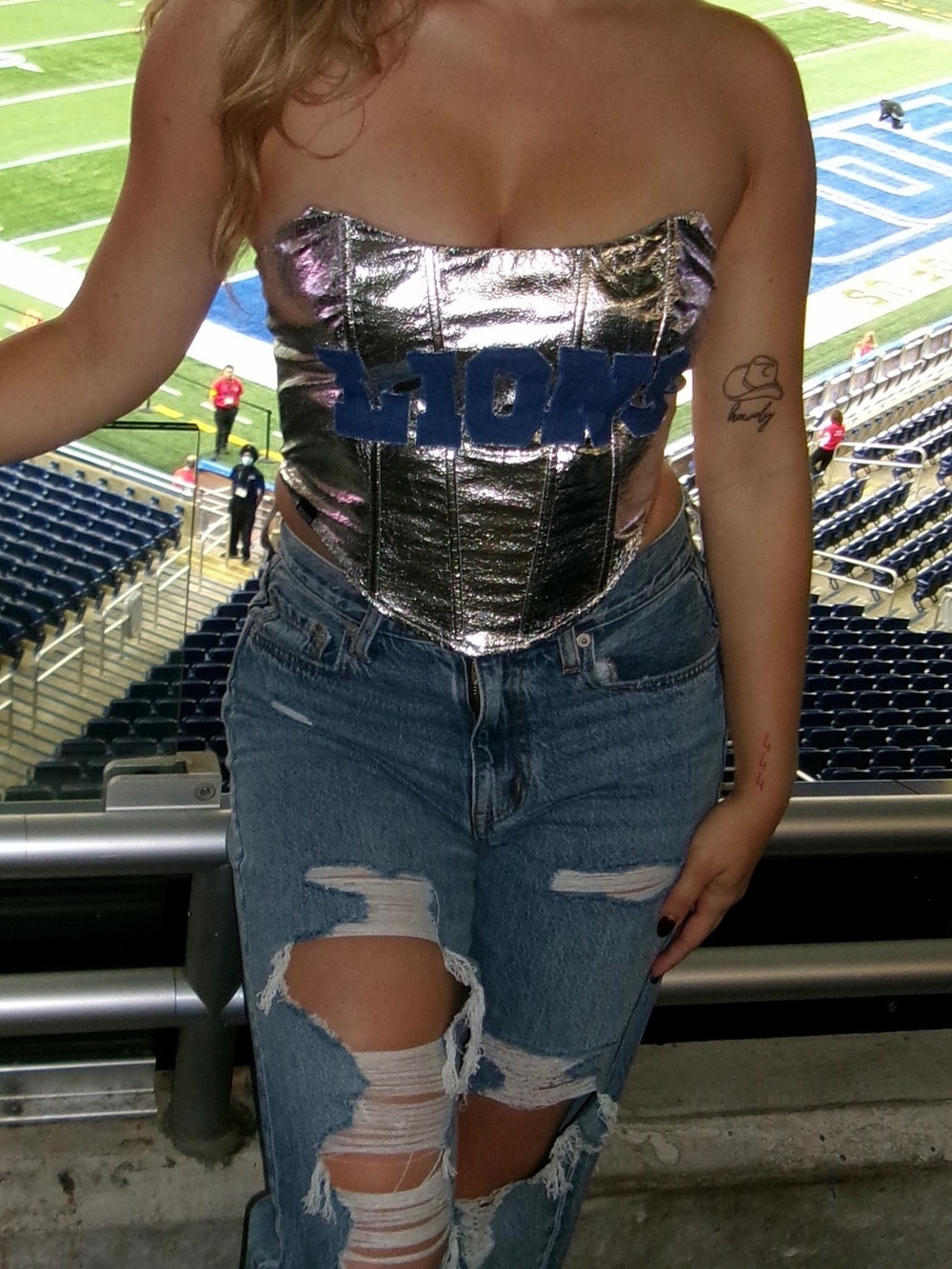 Detroit Lions Silver Corset Top - Picture 4 of 5